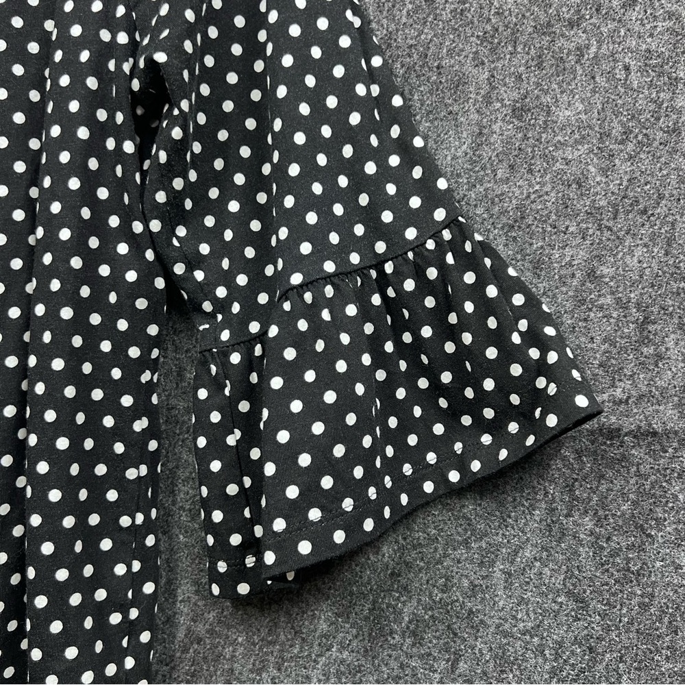Michael Kors Women's Ruffle 1/4 Sleeve Polka Dot Blouse Black Size M - Picture 3 of 9